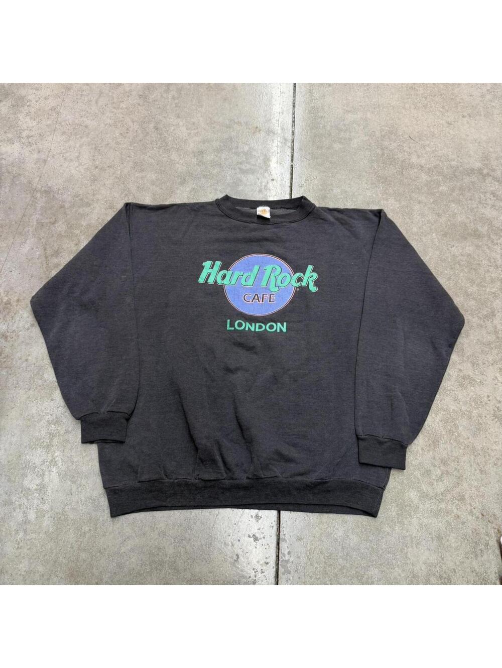 vintage hard rock cafe london destination faded black crewneck size xl